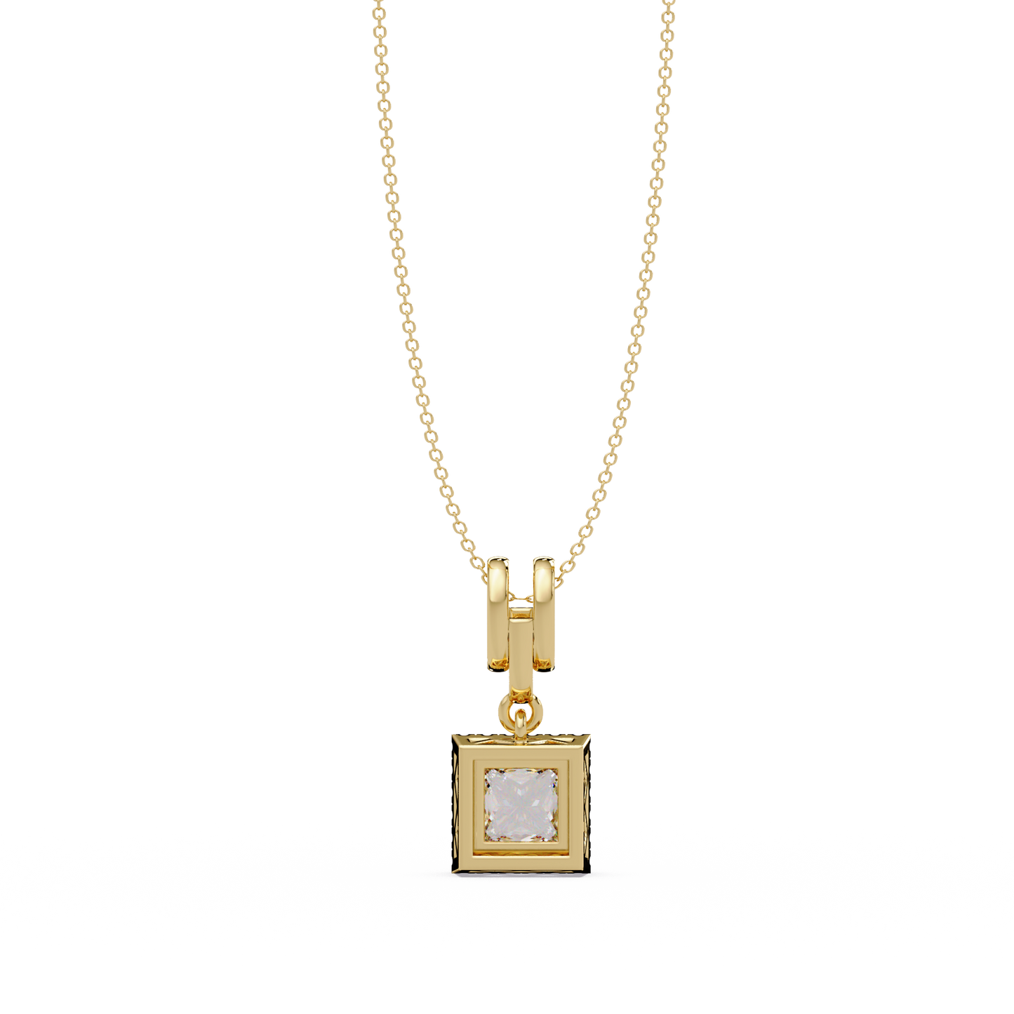 Princess Cut Lab Grown Diamond Halo Pendant - HIGHCARAT DIAMONDS