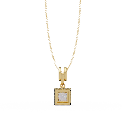 Princess Cut Lab Grown Diamond Halo Pendant - HIGHCARAT DIAMONDS