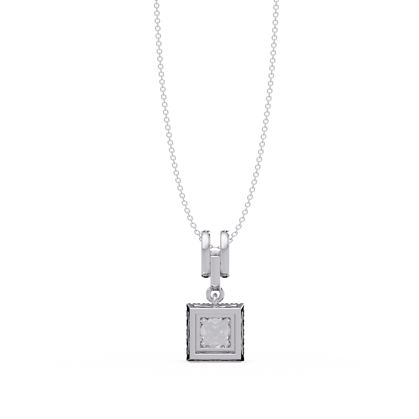 Princess Cut Lab Grown Diamond Halo Pendant - HIGHCARAT DIAMONDS