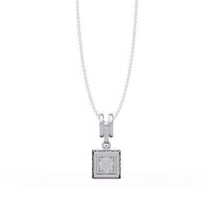 Princess Cut Lab Grown Diamond Halo Pendant - HIGHCARAT DIAMONDS