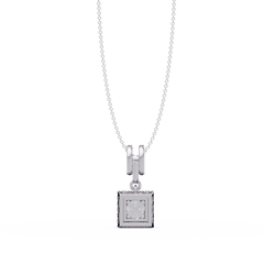 Princess Cut Lab Grown Diamond Halo Pendant - HIGHCARAT DIAMONDS