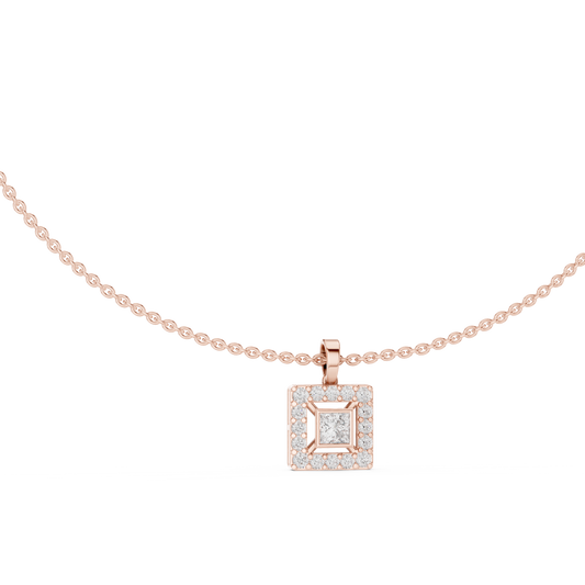 1.61 Carat Round & Princess  Shape Lab Grown Solitaire Diamond  Necklace For Wedding Wear - HIGHCARAT DIAMONDS