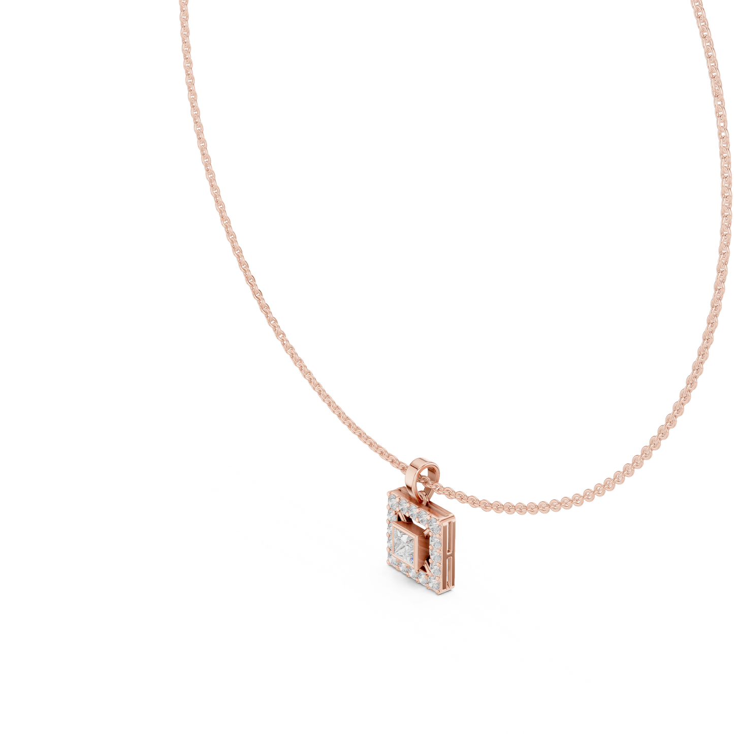 1.61 Carat Round & Princess  Shape Lab Grown Solitaire Diamond  Necklace For Wedding Wear - HIGHCARAT DIAMONDS