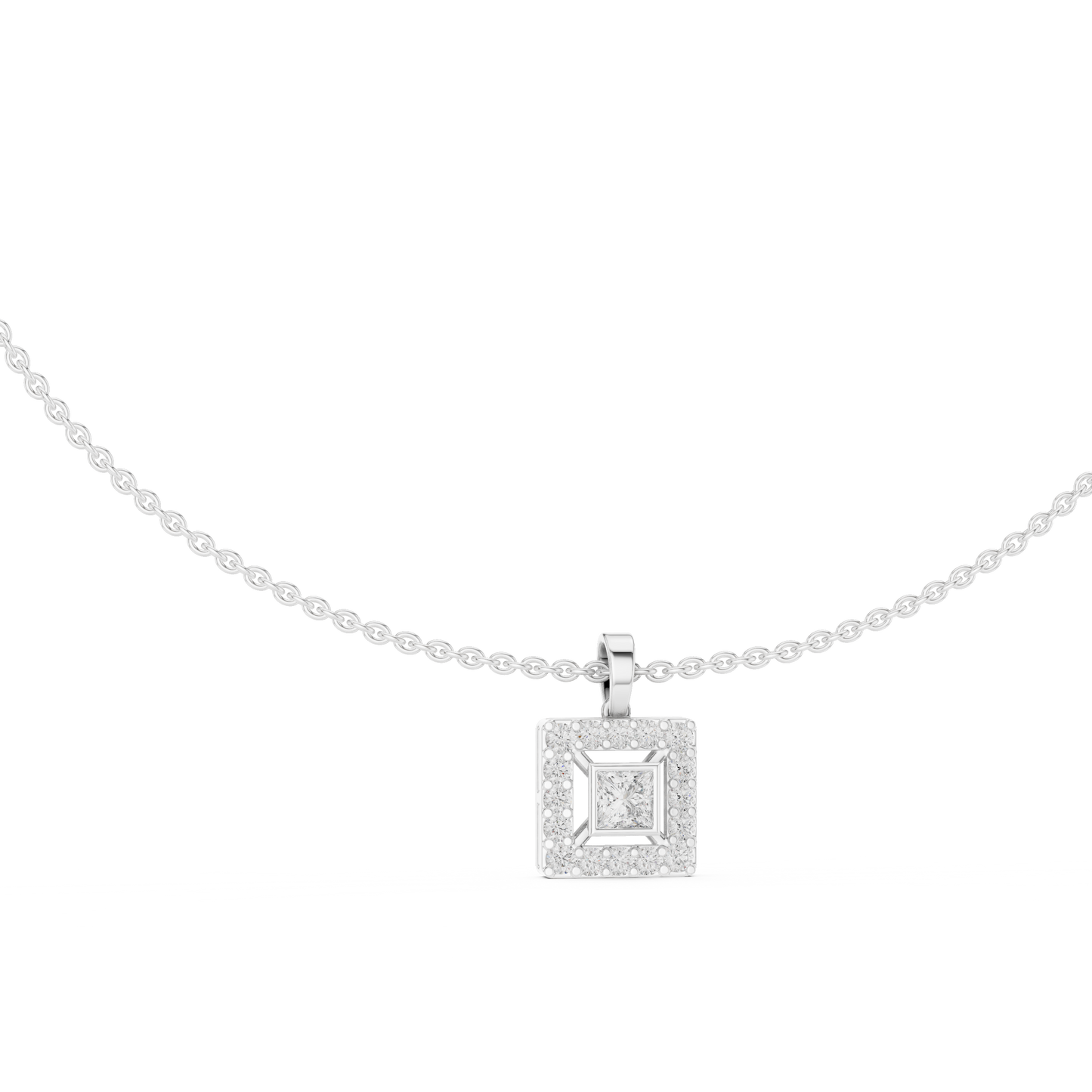 1.61 Carat Round & Princess  Shape Lab Grown Solitaire Diamond  Necklace For Wedding Wear - HIGHCARAT DIAMONDS