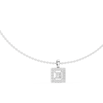 1.61 Carat Round & Princess  Shape Lab Grown Solitaire Diamond  Necklace For Wedding Wear - HIGHCARAT DIAMONDS