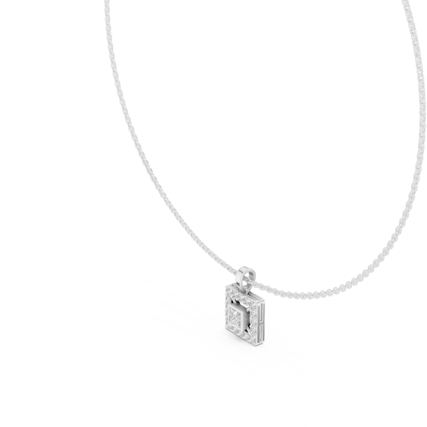 1.61 Carat Round & Princess  Shape Lab Grown Solitaire Diamond  Necklace For Wedding Wear - HIGHCARAT DIAMONDS
