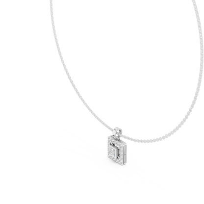 1.61 Carat Round & Princess  Shape Lab Grown Solitaire Diamond  Necklace For Wedding Wear - HIGHCARAT DIAMONDS