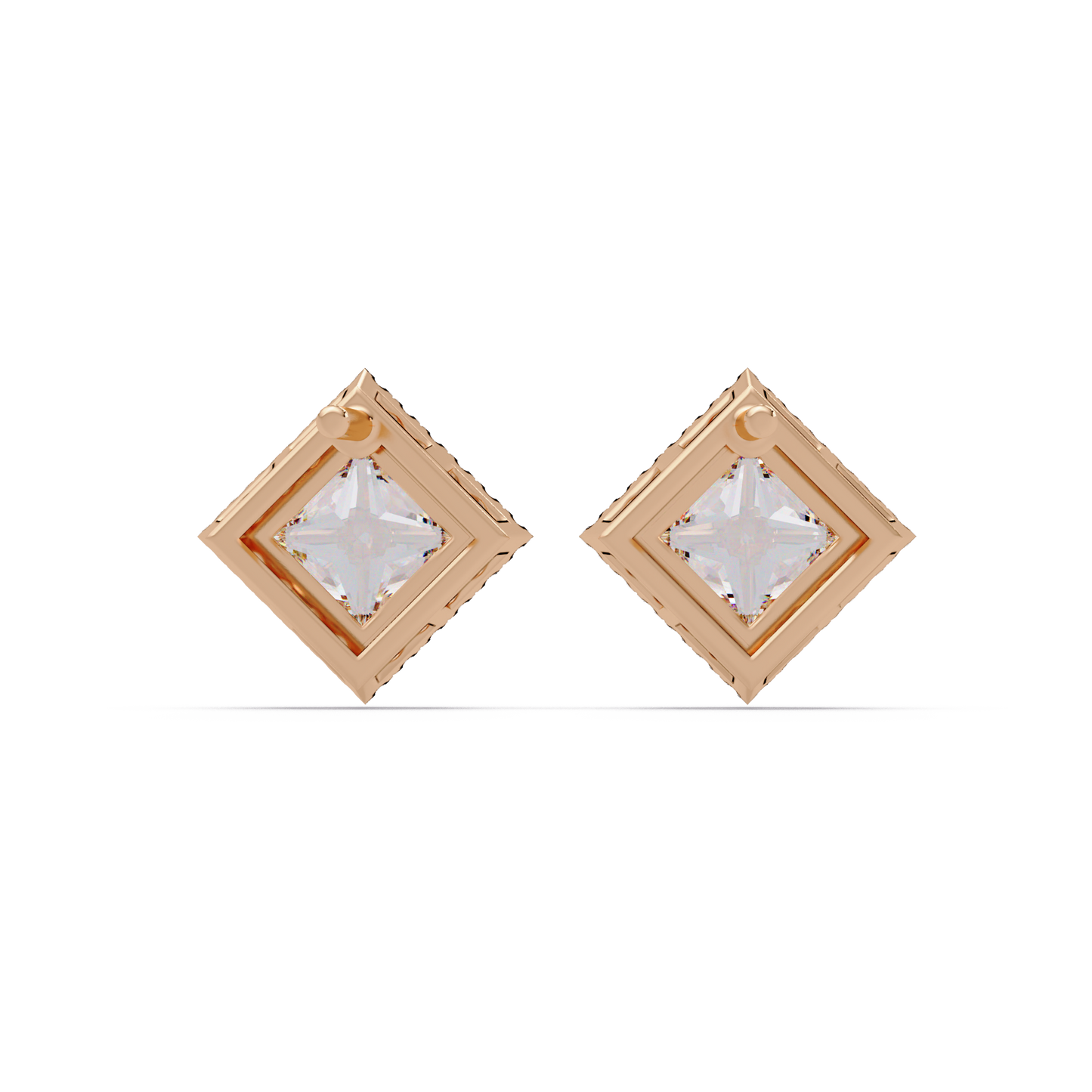 Princess Cut Lab Grown Diamond Halo Stud Earrings - HIGHCARAT DIAMONDS