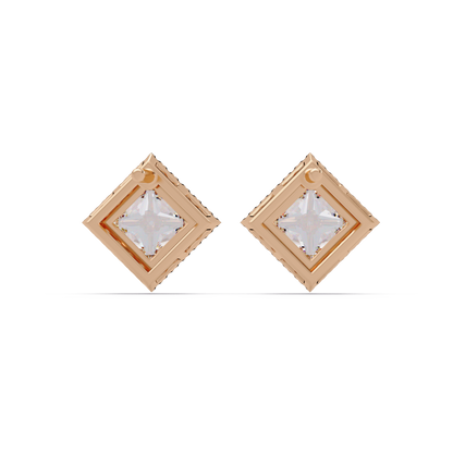 Princess Cut Lab Grown Diamond Halo Stud Earrings - HIGHCARAT DIAMONDS