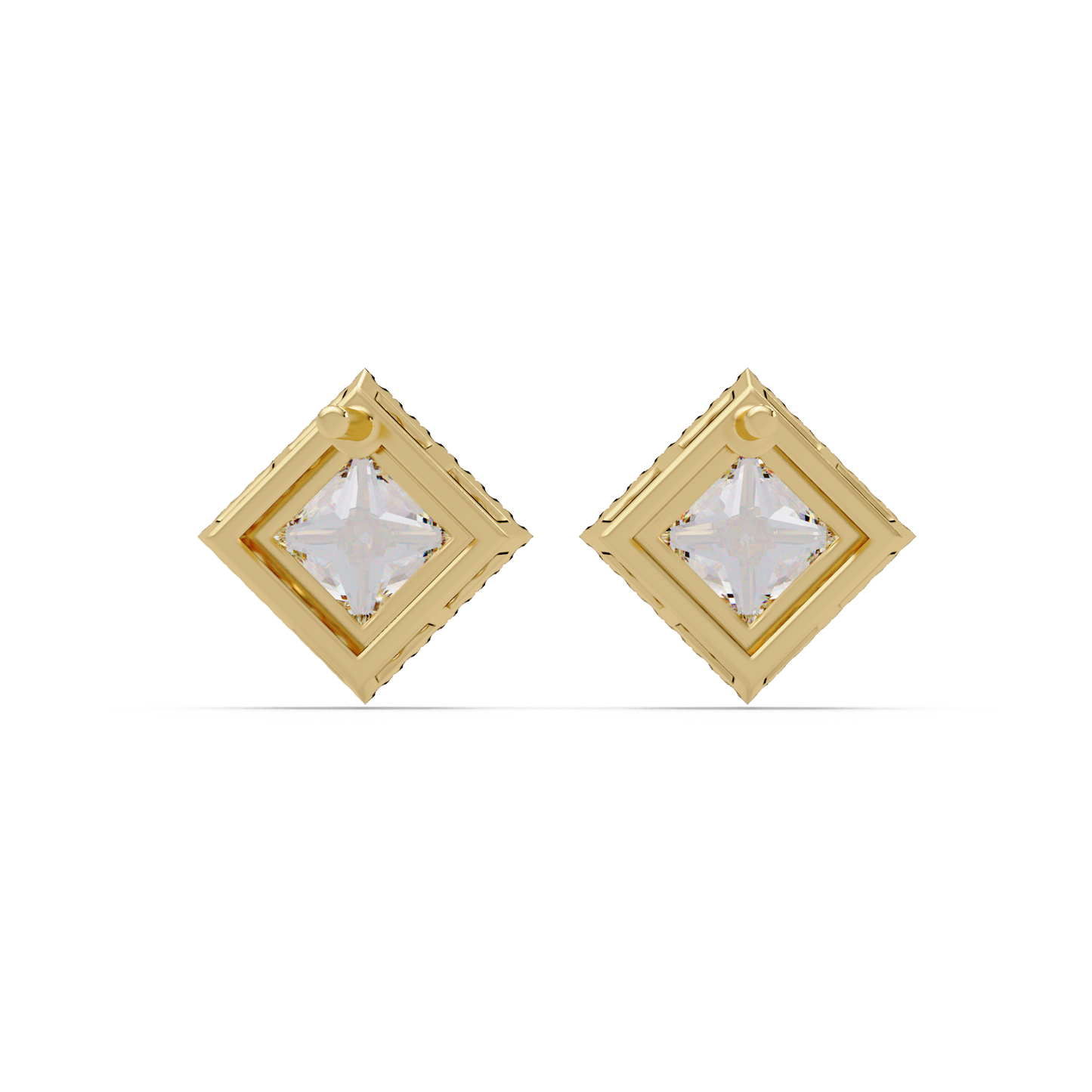 Princess Cut Lab Grown Diamond Halo Stud Earrings - HIGHCARAT DIAMONDS
