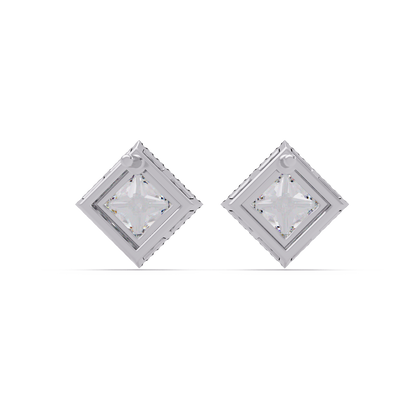 Princess Cut Lab Grown Diamond Halo Stud Earrings - HIGHCARAT DIAMONDS