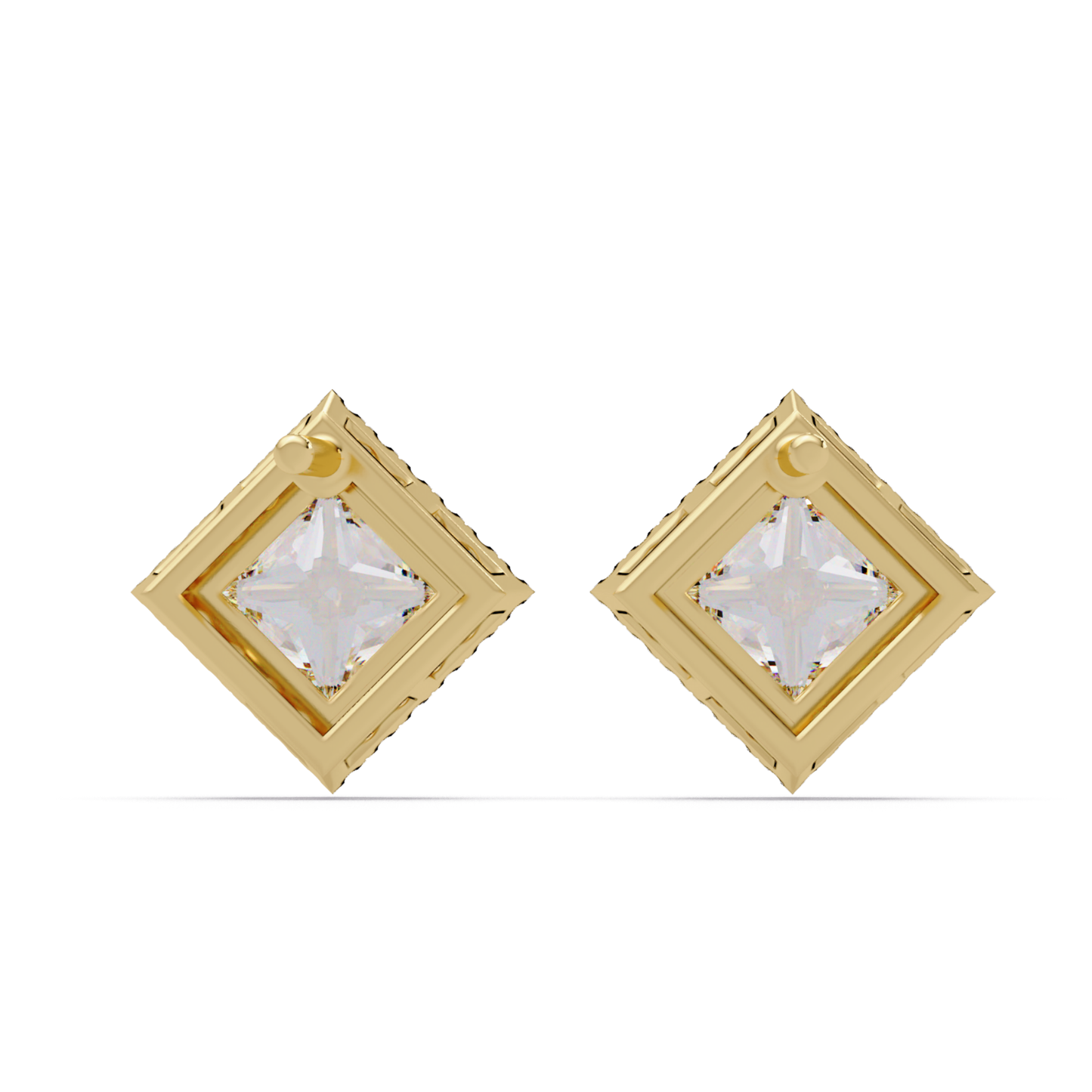 Princess Cut Lab Grown Diamond Halo Stud Earrings - HIGHCARAT DIAMONDS