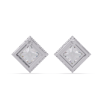 Princess Cut Lab Grown Diamond Halo Stud Earrings - HIGHCARAT DIAMONDS