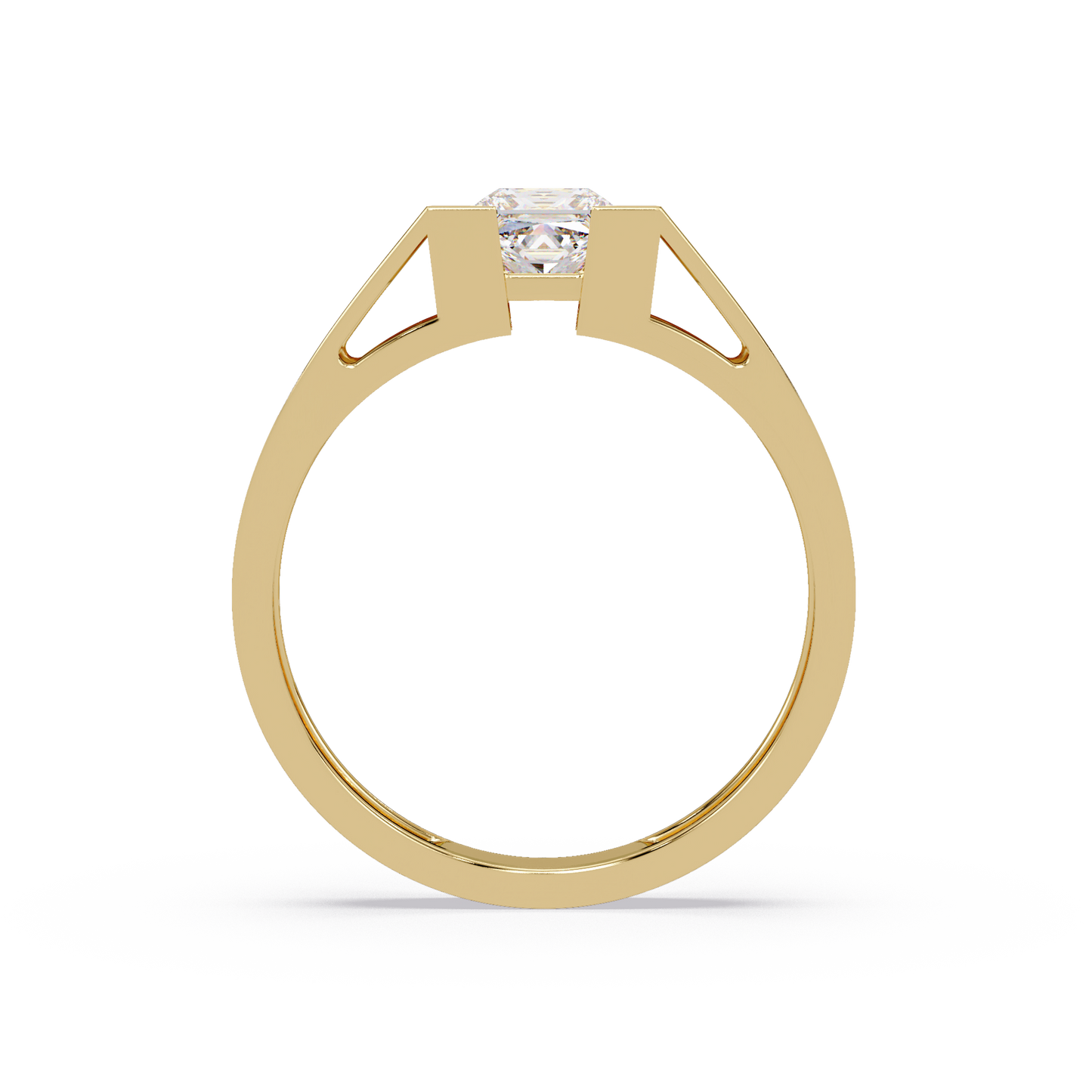 Princess Cut Lab Grown Diamond Open Frame Gold Ring - HIGHCARAT DIAMONDS