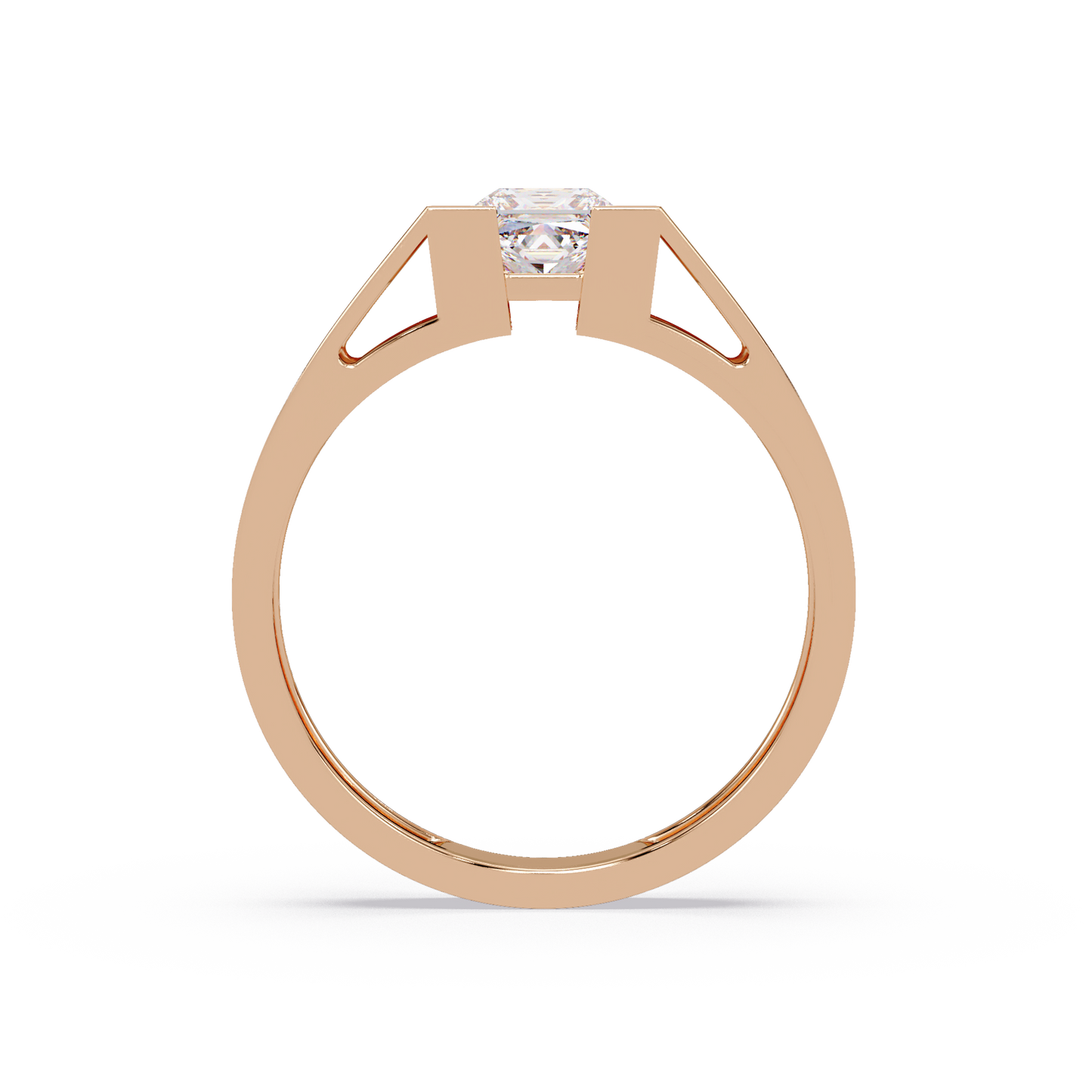 Princess Cut Lab Grown Diamond Open Frame Gold Ring - HIGHCARAT DIAMONDS