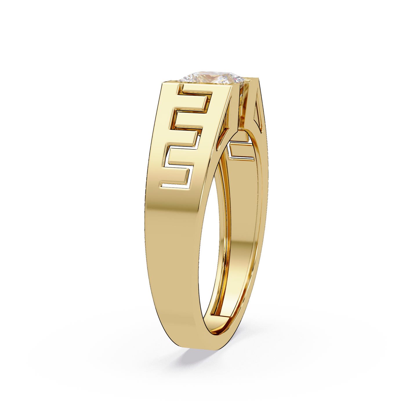 Princess Cut Lab Grown Diamond Open Frame Gold Ring - HIGHCARAT DIAMONDS