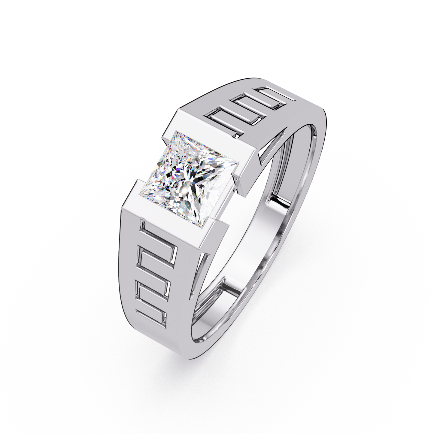 Princess Cut Lab Grown Diamond Open Frame Gold Ring - HIGHCARAT DIAMONDS