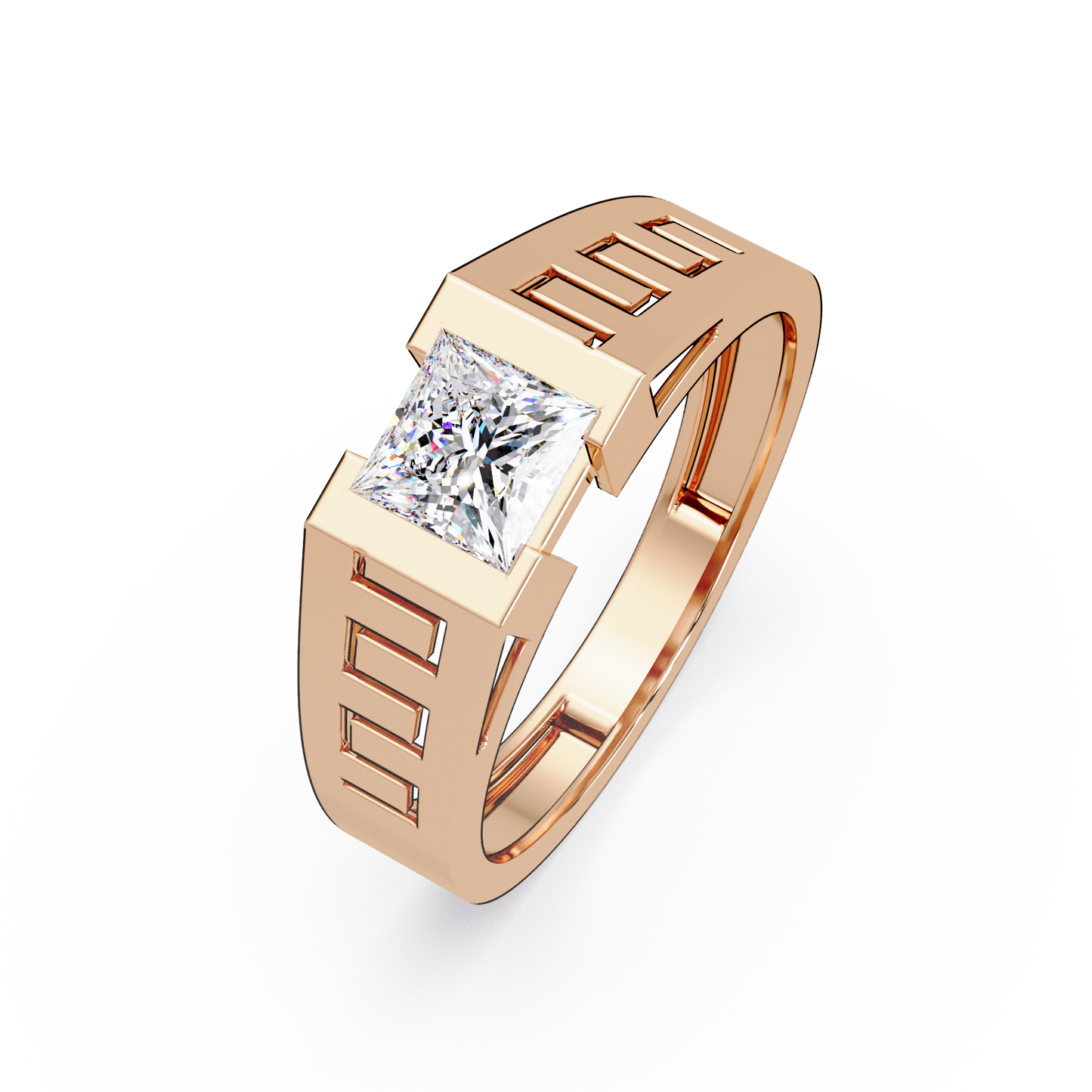 Princess Cut Lab Grown Diamond Open Frame Gold Ring - HIGHCARAT DIAMONDS
