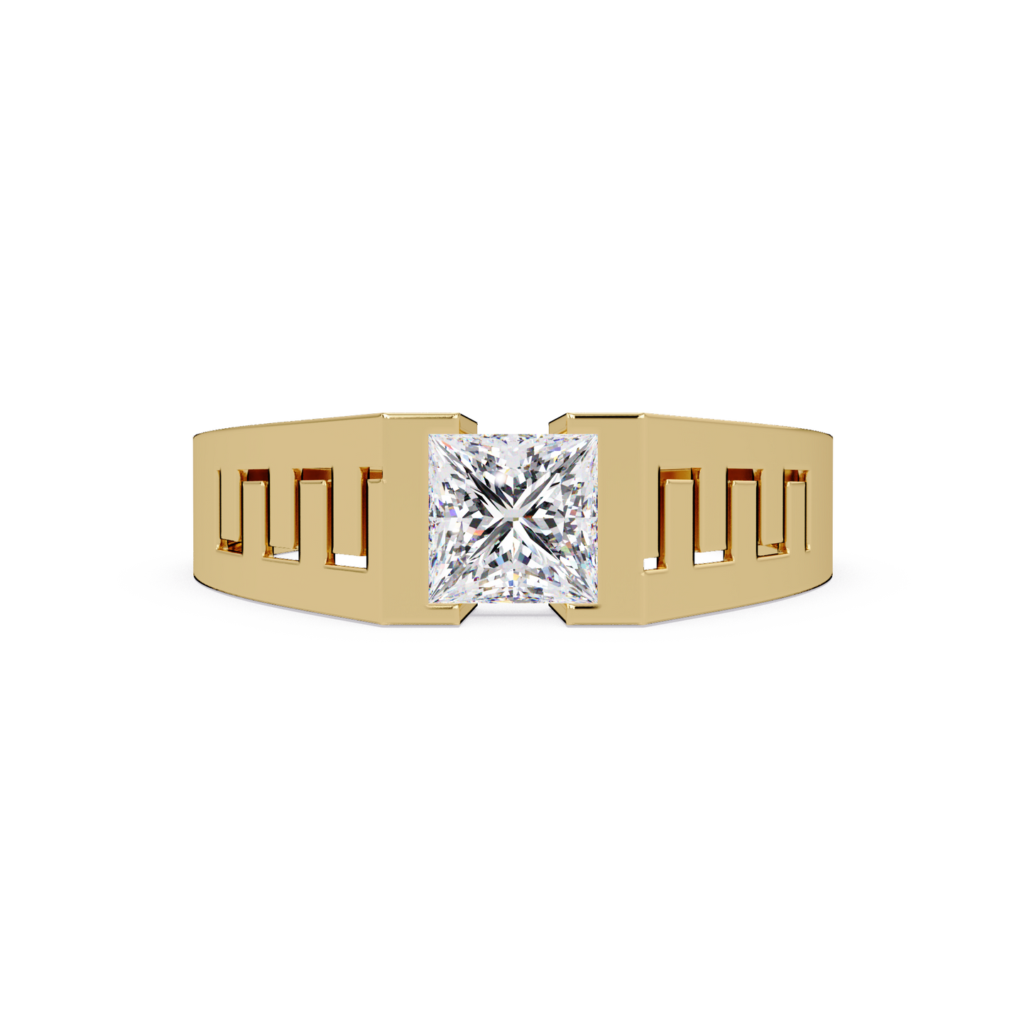 Princess Cut Lab Grown Diamond Open Frame Gold Ring - HIGHCARAT DIAMONDS