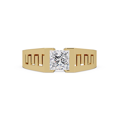 Princess Cut Lab Grown Diamond Open Frame Gold Ring - HIGHCARAT DIAMONDS