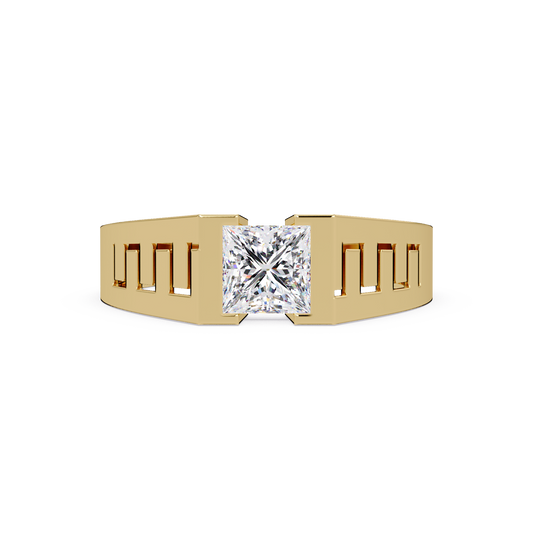 Princess Cut Lab Grown Diamond Open Frame Gold Ring - HIGHCARAT DIAMONDS