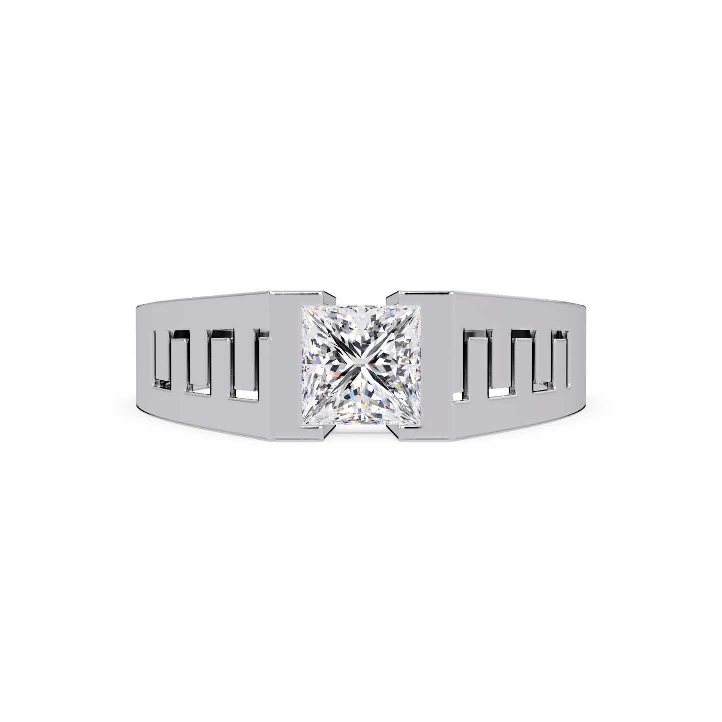 Princess Cut Lab Grown Diamond Open Frame Gold Ring - HIGHCARAT DIAMONDS