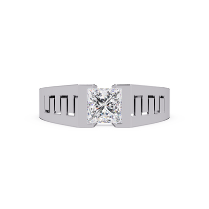 Princess Cut Lab Grown Diamond Open Frame Gold Ring - HIGHCARAT DIAMONDS