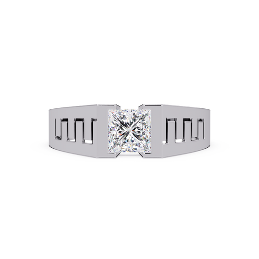 Princess Cut Lab Grown Diamond Open Frame Gold Ring - HIGHCARAT DIAMONDS