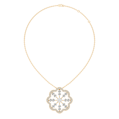 Princess Cut Lab-Grown Diamond Pendant Vintage Floral 14K Rose Gold Necklace