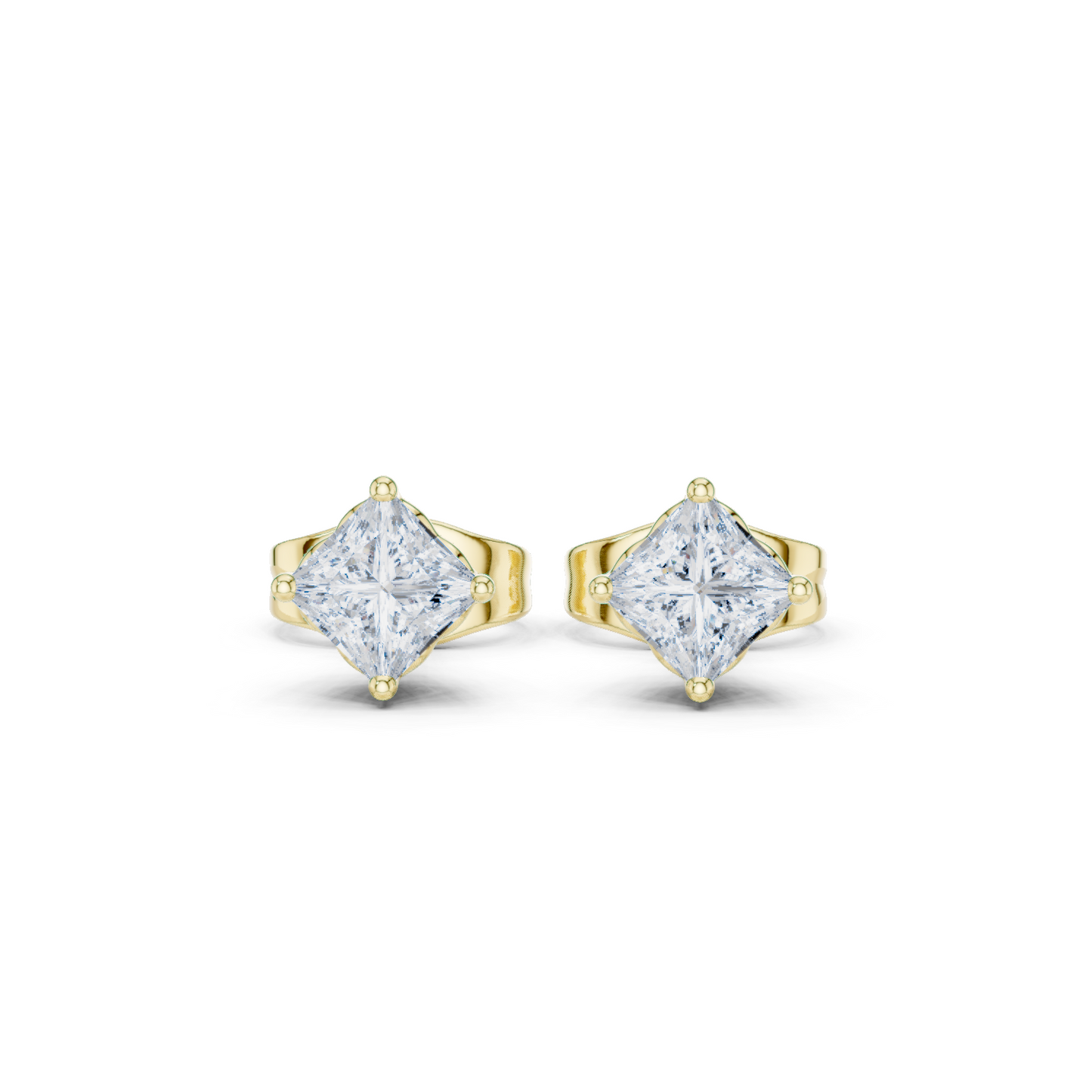 10k Solid White Gold Elegant Classic Princess Cut Natural & Lab Grown Diamond Earrings for Bride - HIGHCARAT DIAMONDS