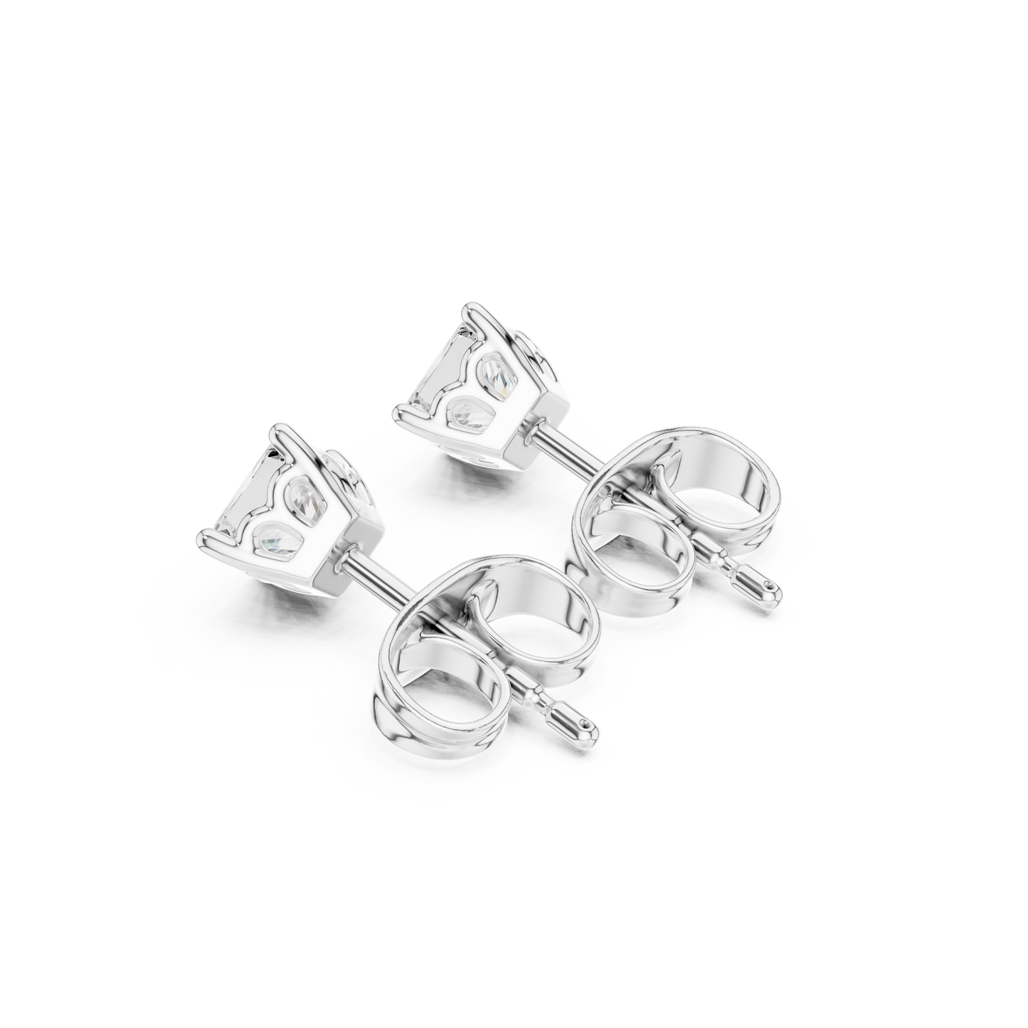 10k Solid White Gold Elegant Classic Princess Cut Natural & Lab Grown Diamond Earrings for Bride - HIGHCARAT DIAMONDS