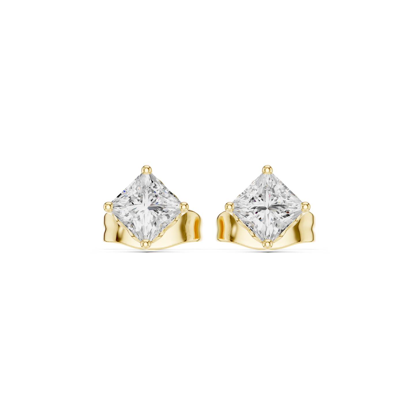 10k Solid White Gold Elegant Classic Princess Cut Natural & Lab Grown Diamond Earrings for Bride - HIGHCARAT DIAMONDS
