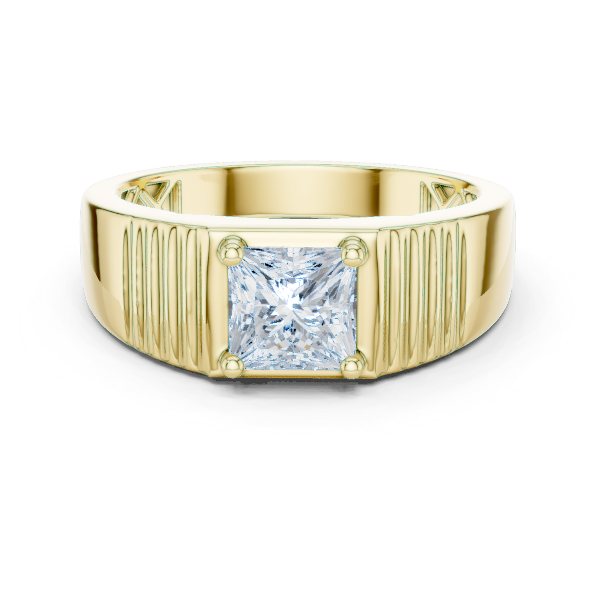 14k Solid Rose Gold Lab Grown Princess Cut Diamond Ring  For Men's Daily Wear - HIGHCARAT DIAMONDS