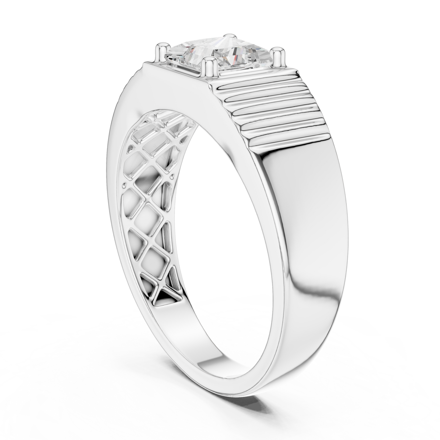 14k Solid Rose Gold Lab Grown Princess Cut Diamond Ring  For Men's Daily Wear - HIGHCARAT DIAMONDS