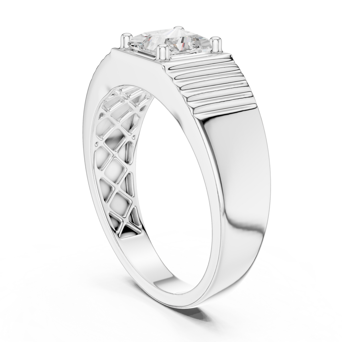 14k Solid Rose Gold Lab Grown Princess Cut Diamond Ring  For Men's Daily Wear - HIGHCARAT DIAMONDS