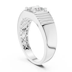 14k Solid Rose Gold Lab Grown Princess Cut Diamond Ring  For Men's Daily Wear - HIGHCARAT DIAMONDS