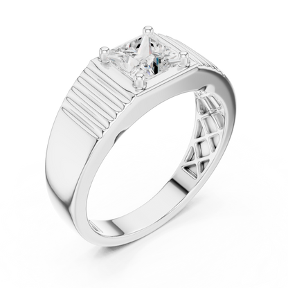 14k Solid Rose Gold Lab Grown Princess Cut Diamond Ring  For Men's Daily Wear - HIGHCARAT DIAMONDS