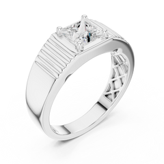 14k Solid Rose Gold Lab Grown Princess Cut Diamond Ring  For Men's Daily Wear - HIGHCARAT DIAMONDS