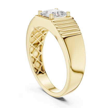 14k Solid Rose Gold Lab Grown Princess Cut Diamond Ring  For Men's Daily Wear - HIGHCARAT DIAMONDS