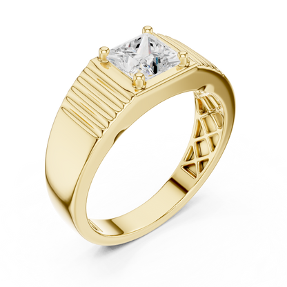 14k Solid Rose Gold Lab Grown Princess Cut Diamond Ring  For Men's Daily Wear - HIGHCARAT DIAMONDS