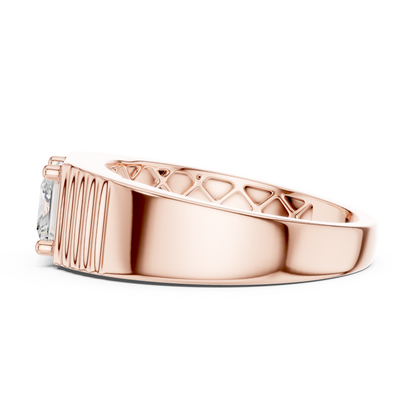 14k Solid Rose Gold Lab Grown Princess Cut Diamond Ring  For Men's Daily Wear - HIGHCARAT DIAMONDS