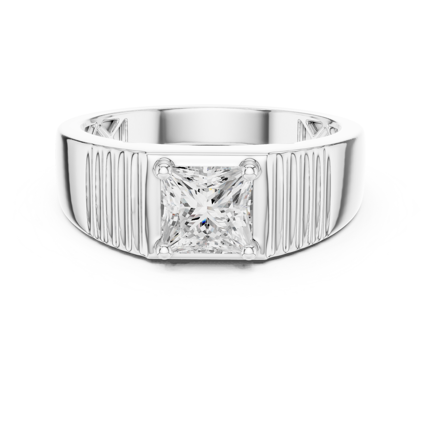 14k Solid Rose Gold Lab Grown Princess Cut Diamond Ring  For Men's Daily Wear - HIGHCARAT DIAMONDS