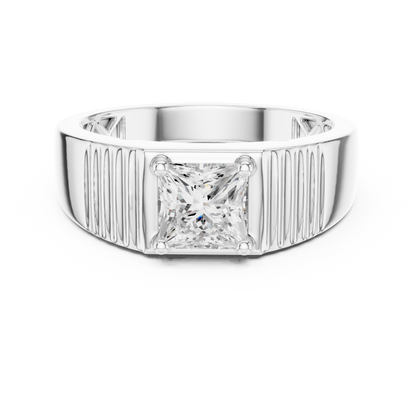 14k Solid Rose Gold Lab Grown Princess Cut Diamond Ring  For Men's Daily Wear - HIGHCARAT DIAMONDS