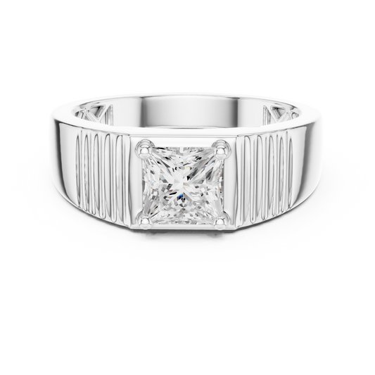 14k Solid Rose Gold Lab Grown Princess Cut Diamond Ring  For Men's Daily Wear - HIGHCARAT DIAMONDS