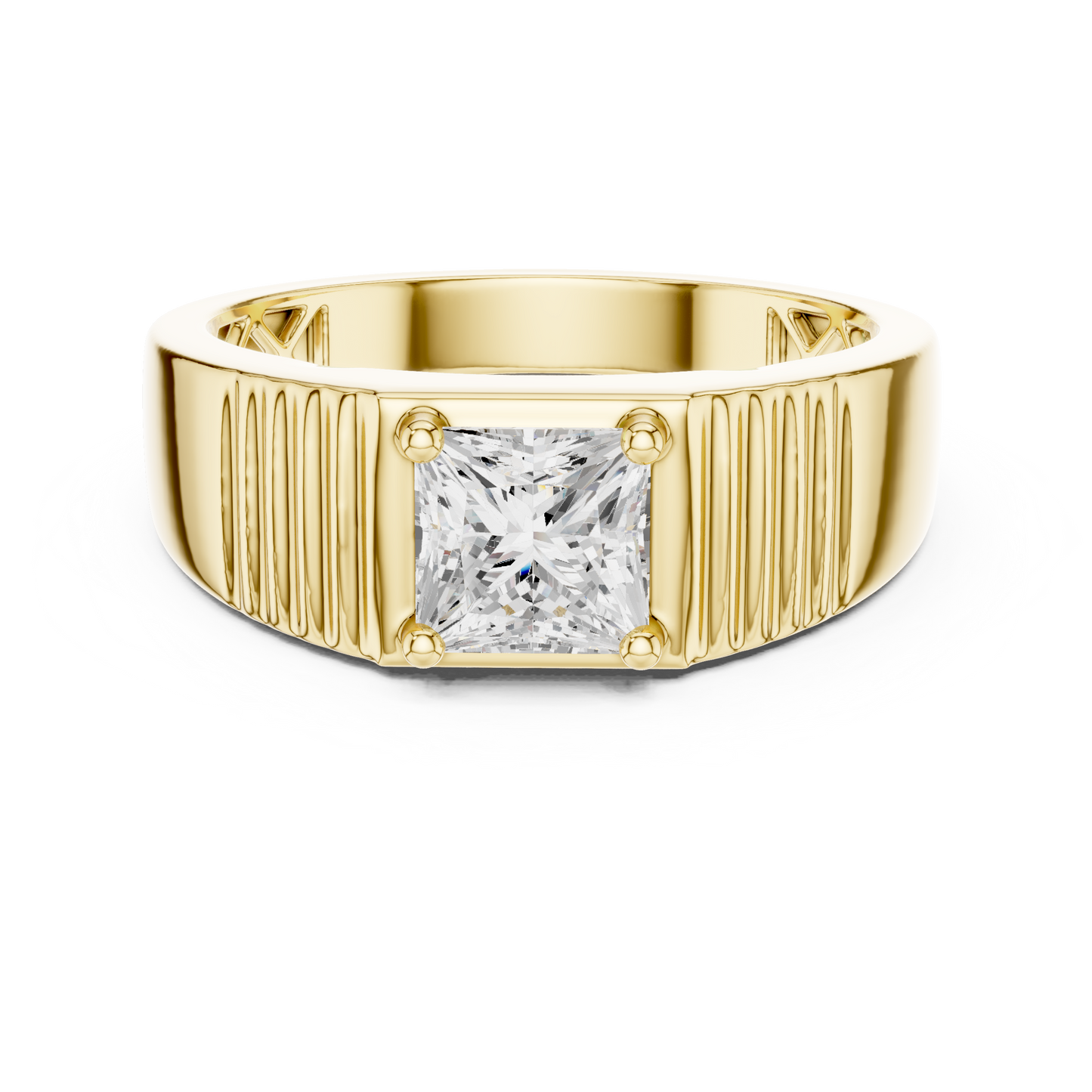 14k Solid Rose Gold Lab Grown Princess Cut Diamond Ring  For Men's Daily Wear - HIGHCARAT DIAMONDS