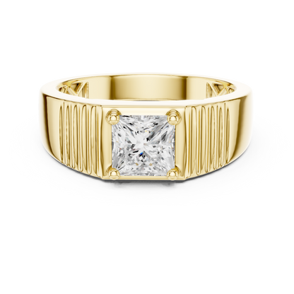 14k Solid Rose Gold Lab Grown Princess Cut Diamond Ring  For Men's Daily Wear - HIGHCARAT DIAMONDS