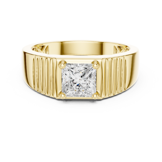 14k Solid Rose Gold Lab Grown Princess Cut Diamond Ring  For Men's Daily Wear - HIGHCARAT DIAMONDS