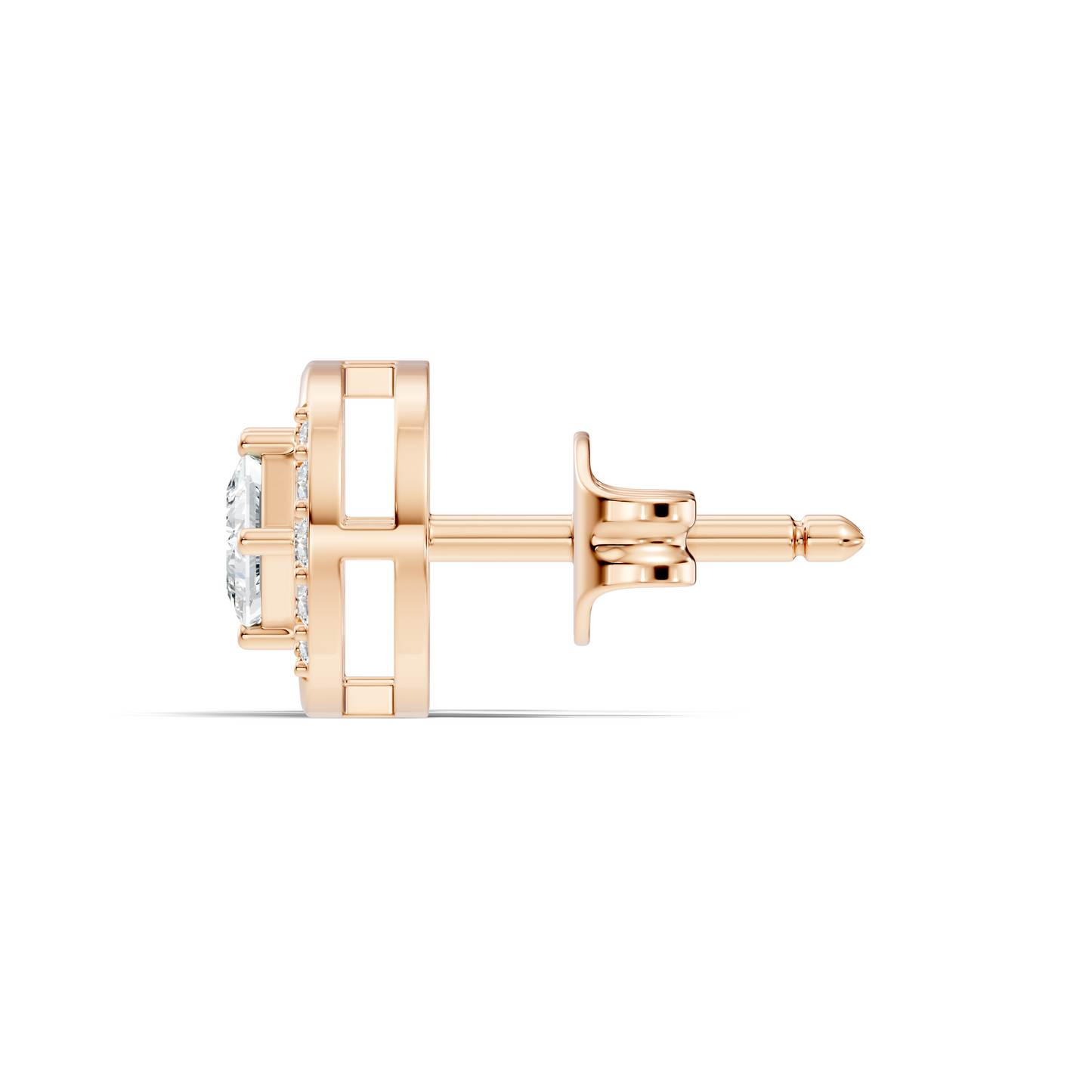 Princess And Round Diamond Stud Earring In 14K Gold Classic Labgrown Diamond Earring - HIGHCARAT DIAMONDS