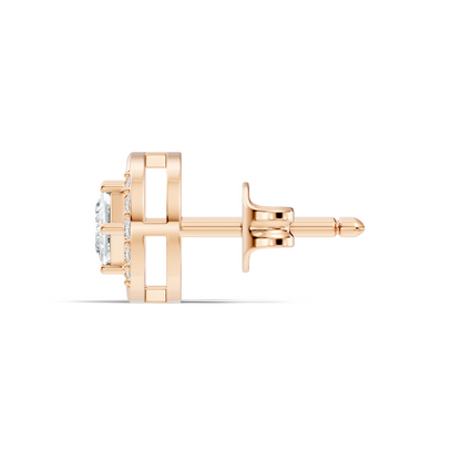 Princess And Round Diamond Stud Earring In 14K Gold Classic Labgrown Diamond Earring - HIGHCARAT DIAMONDS