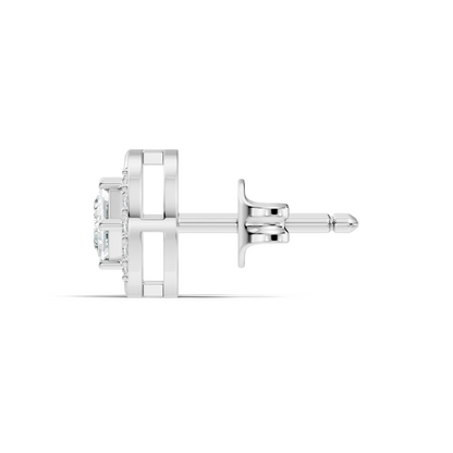 Princess And Round Diamond Stud Earring In 14K Gold Classic Labgrown Diamond Earring - HIGHCARAT DIAMONDS